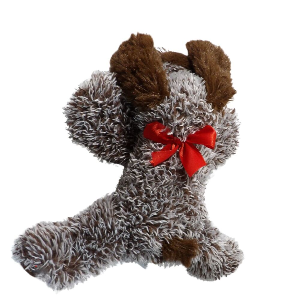 Holiday Time Brown‎ and White Puppy With Red Ribbon